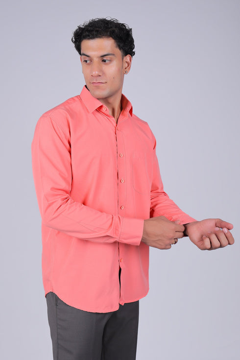 Veshbhoshaa Bluebird Flamingo Pink Men'S Office Shirt